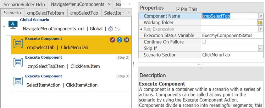 Scenario Sections –Script Example Description